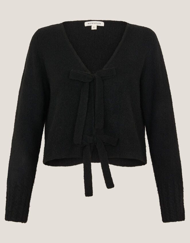 Tina Tie Front Cardigan, Black (BLACK), large