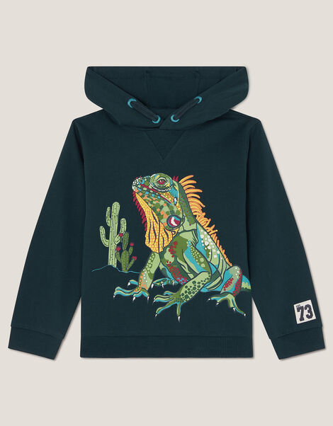Iguana Long Sleeve Hoodie, Blue (NAVY), large