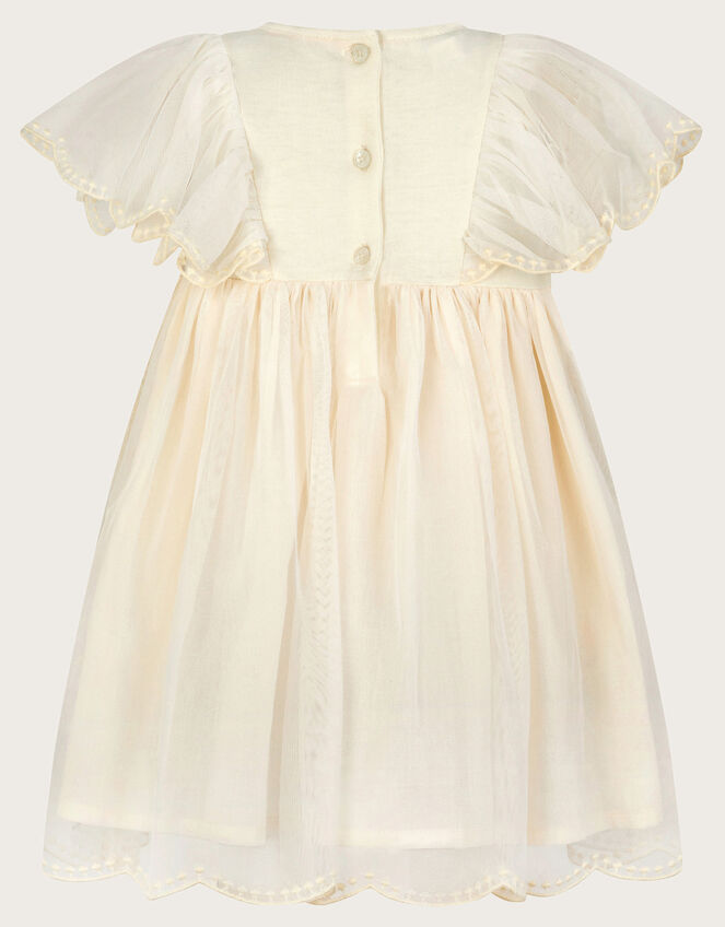 Baby Floral Embroidered Tulle Dress, Ivory (IVORY), large