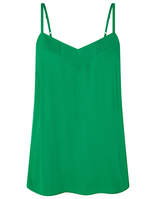 Mae Pleat V-neck Cami Top, Green (GREEN), large