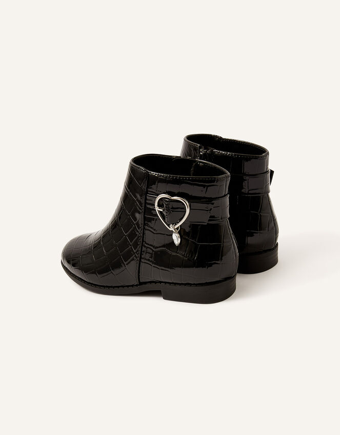 Heart Buckle Croc Boots, Black (BLACK), large