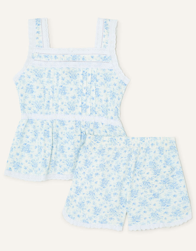 Margo Floral Jersey Top and Shorts Set, Blue (BLUE), large