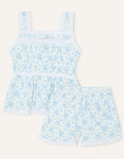Margo Floral Jersey Top and Shorts Set, Blue (BLUE), large