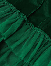 Alexandra Velvet Ruffle Party Dress, Green (GREEN), large