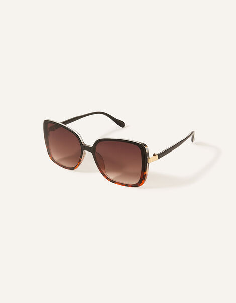 Square Wrap Tortoiseshell Sunglasses, , large