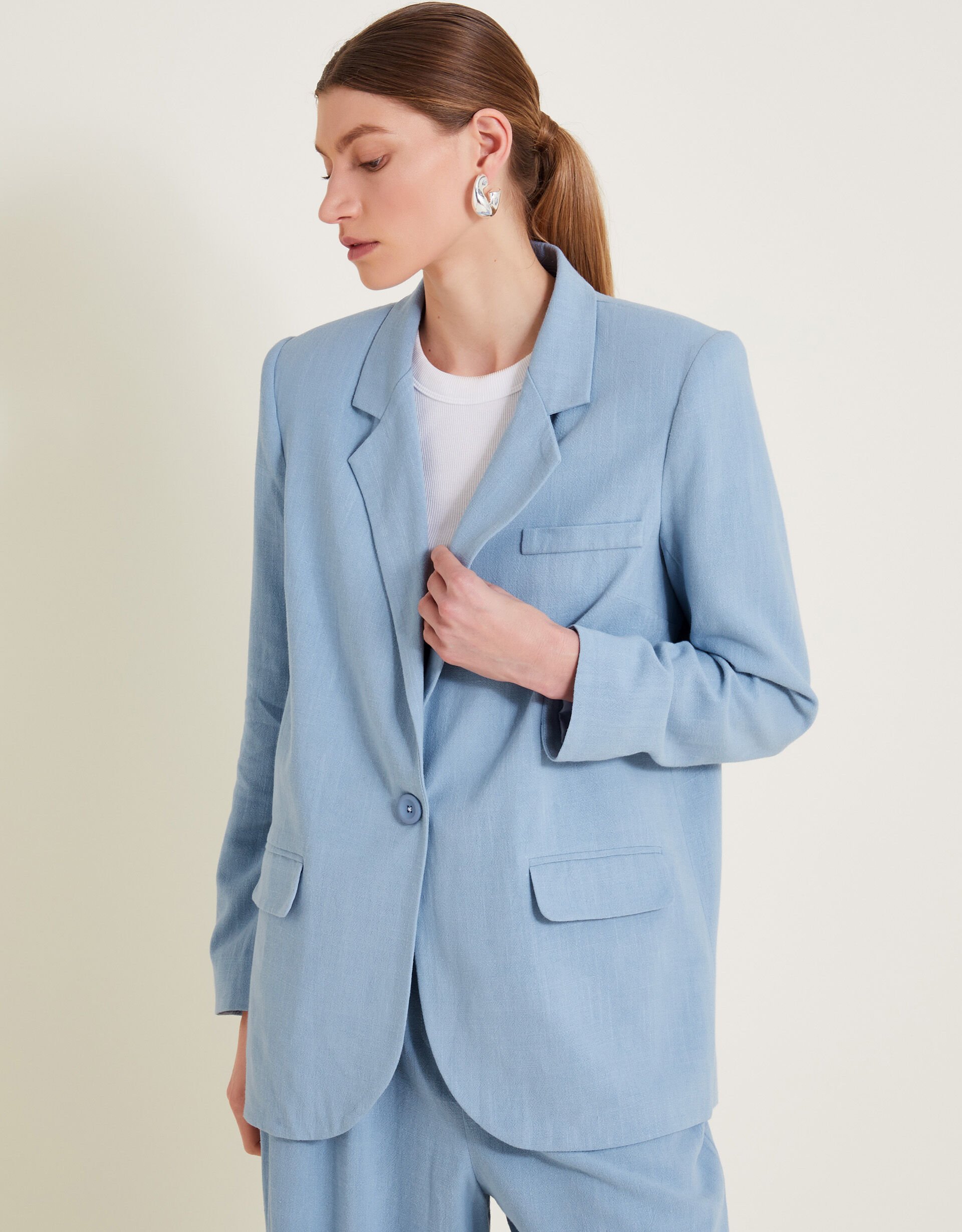Sabrina Single Breasted Blazer Blue Women s Jackets Monsoon ROI