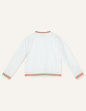 Broderie Bomber Jacket in Sustainable Cotton, White (WHITE), large