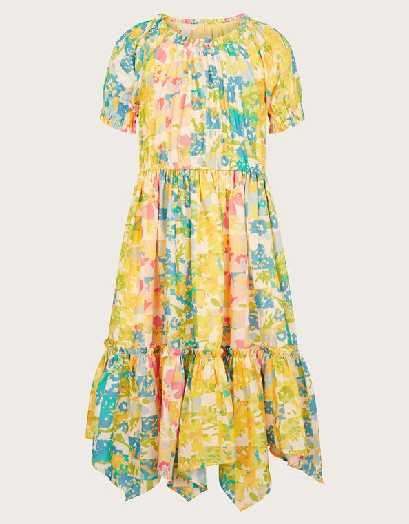 Patchwork Floral Dress, Yellow (YELLOW), large