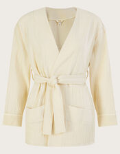 Plain Pocket Tie Jacket, Cream (CREAM), large