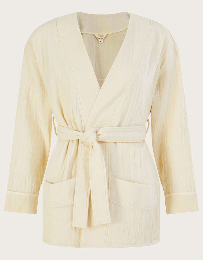 Plain Pocket Tie Jacket, Cream (CREAM), large