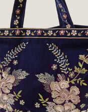Fallon Floral Embroidered Velvet Tote Bag, , large