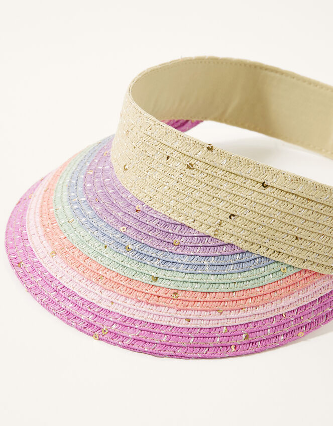 Rainbow Sparkle Straw Visor, , large