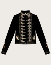Meredith Military Embroidered Jacket, Black (BLACK), large