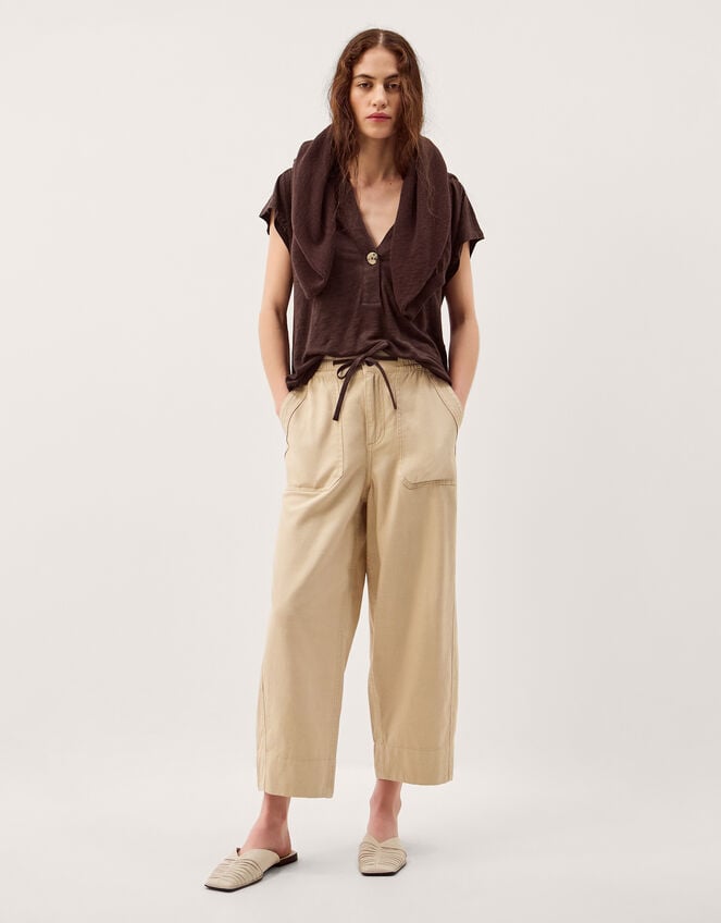 Lucy Linen T-Shirt, Brown (CHOCOLATE), large