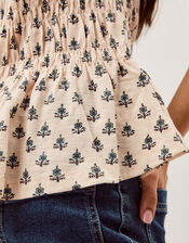 Amaya Sleeveless Printed Jersey Top, Ivory (IVORY), large