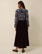Claudia Floral Devor&eacute; Midi Dress, Black (BLACK), large