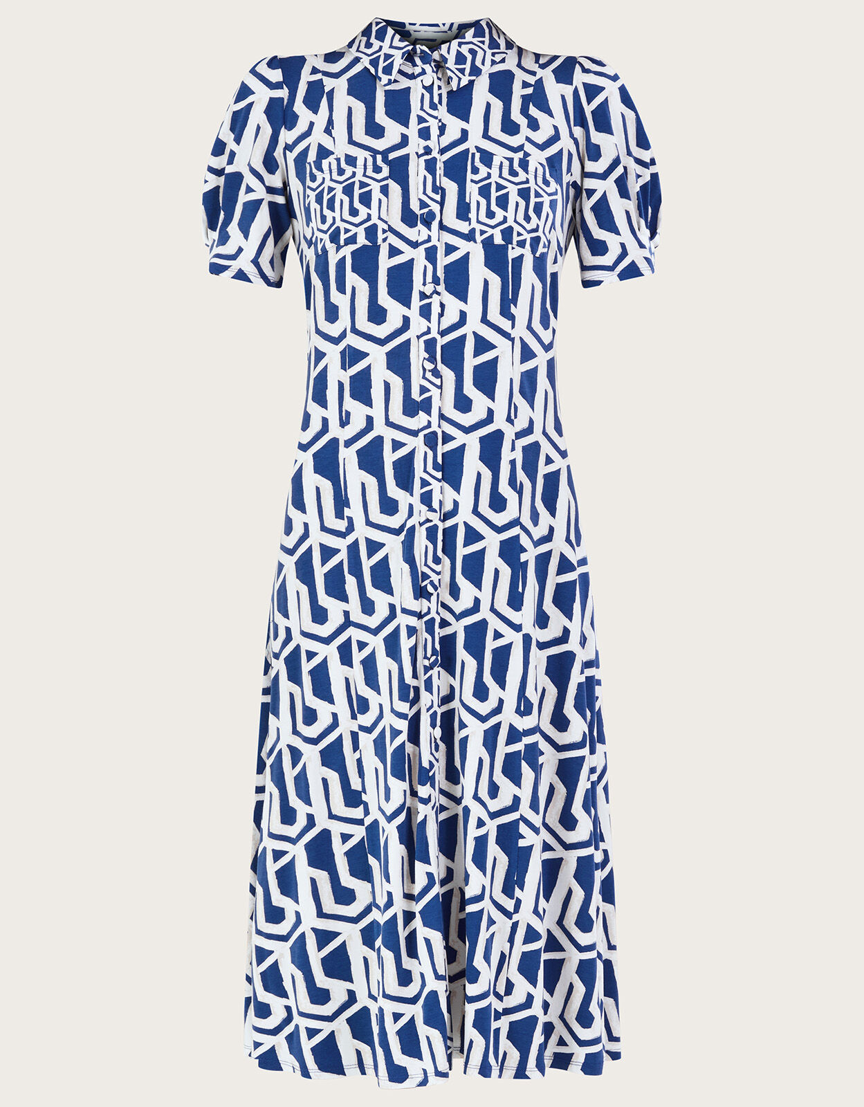 Rizzoli Geometric Print Shirt Dress Blue
