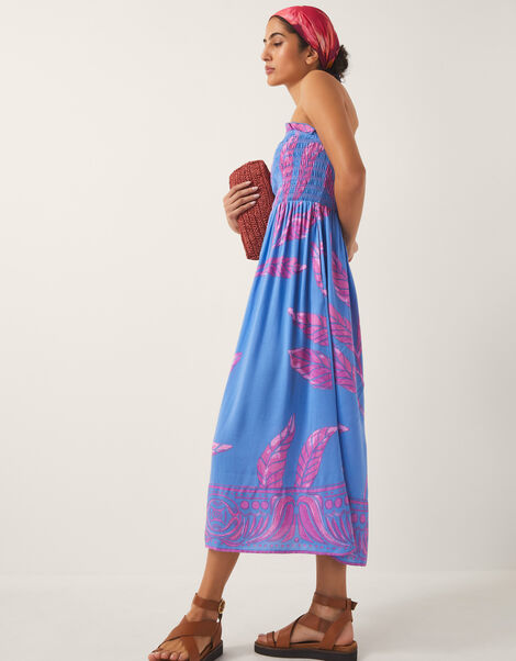 Pamela Palm Print Midi Sundress, Blue (BLUE), large