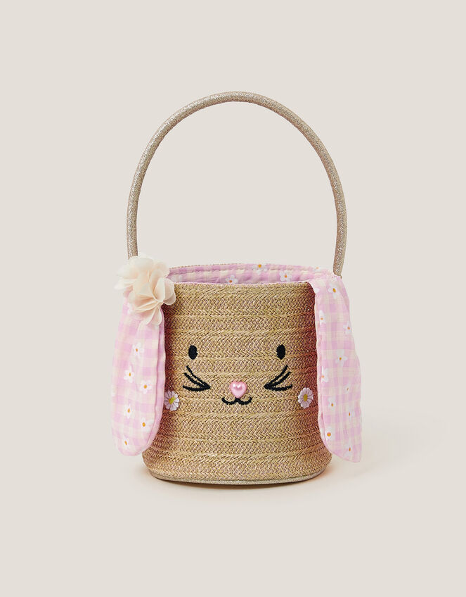 Bunny Gingham Basket Bag, , large