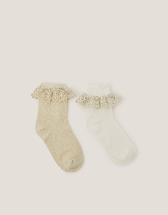 2-Pack Lace Trim Socks, Multi (MULTI), large