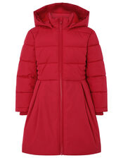 Flared Padded Coat with Recycled Fabric, Red (RED), large
