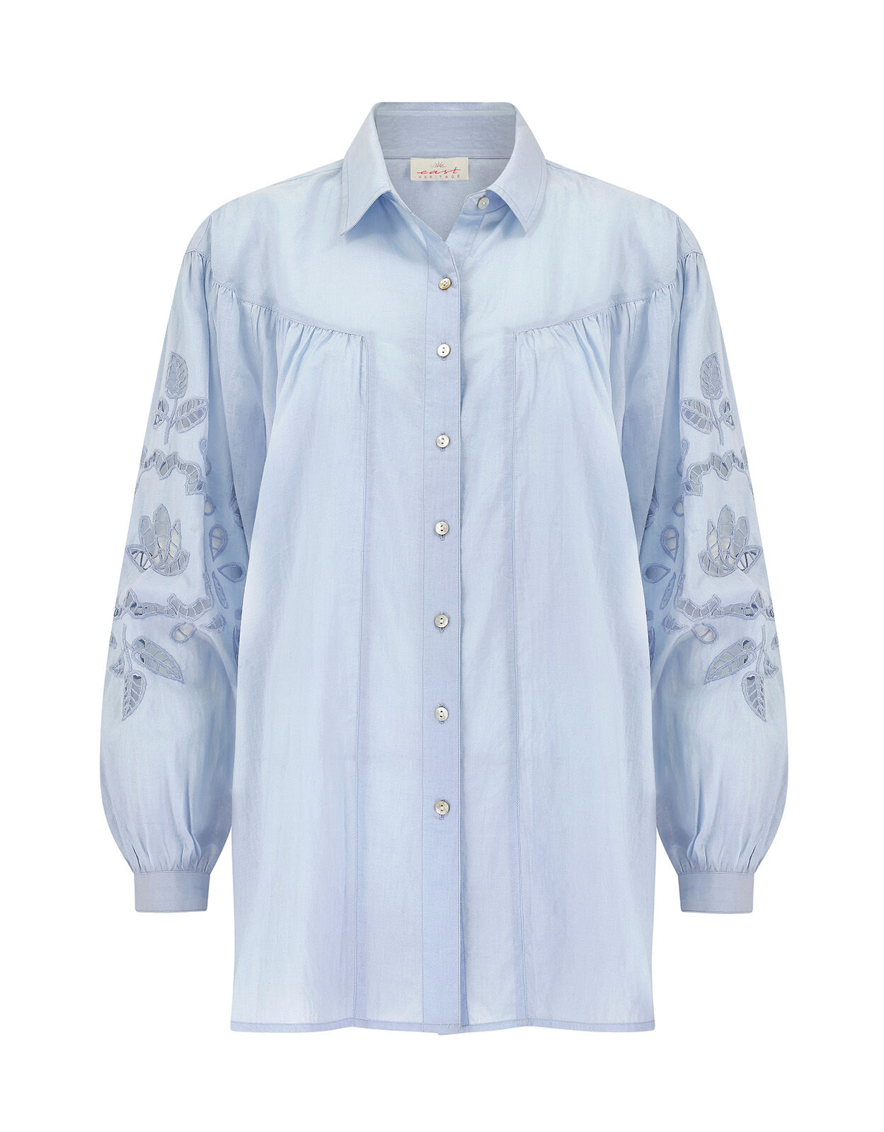 East Cutwork Oversized Shirt Blue