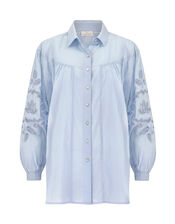 East Cutwork Oversized Shirt, Blue (BLUE), large