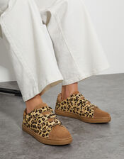 Lia Suede Leopard Print Trainers, Multi (MULTI), large
