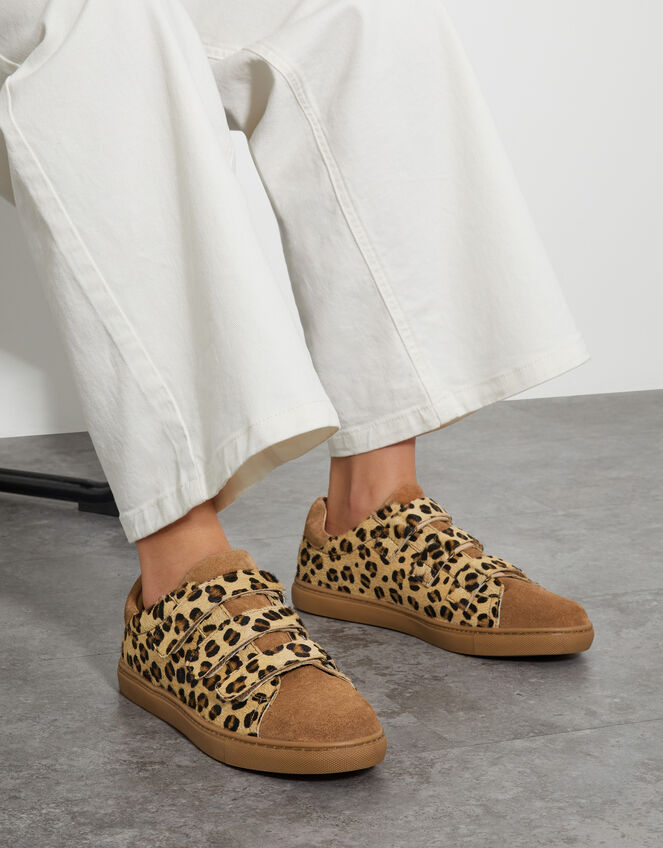 Lia Suede Leopard Print Trainers, Multi (MULTI), large