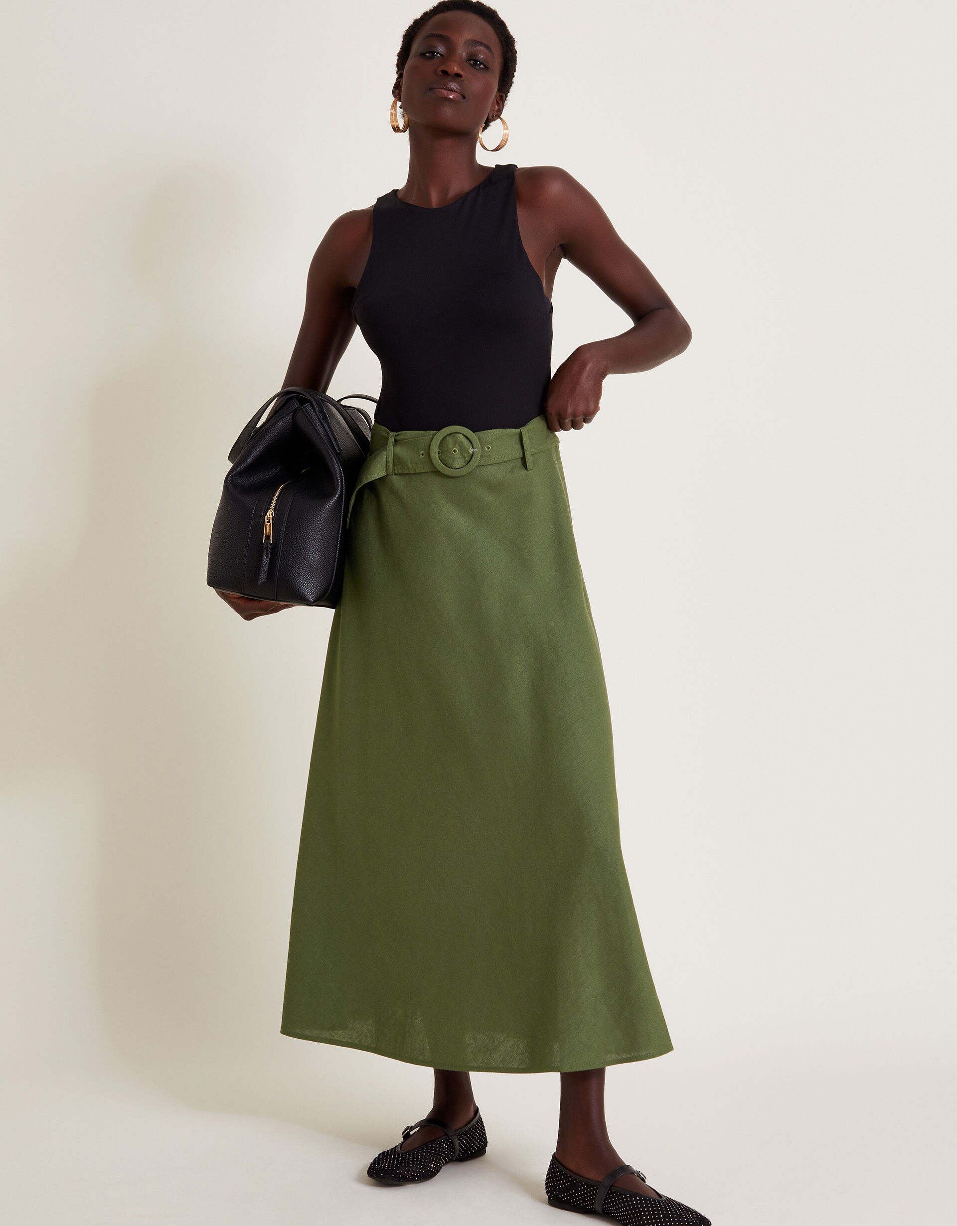 Green midi skirt store