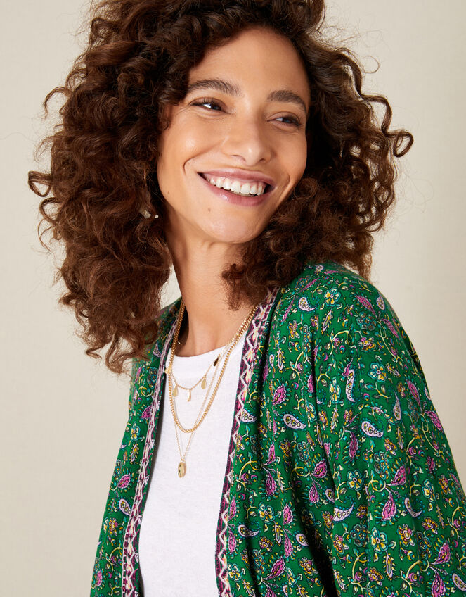 Paisley Print Kimono, Green (GREEN), large