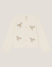 Bow Embellished Cardigan, Ivory (IVORY), large