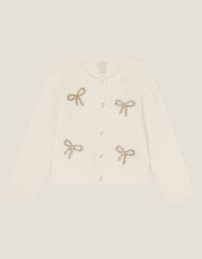 Bow Embellished Cardigan, Ivory (IVORY), large