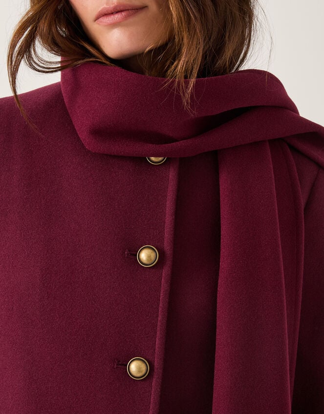Alicia Scarf Coat, Red (BURGUNDY), large