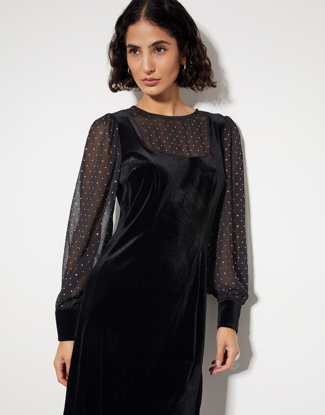 Mel Sheer Sleeve Velvet Mini Dress, Black (BLACK), large