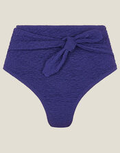 Kyla Tie Front High Waisted Bikini Bottom, Blue (NAVY), large