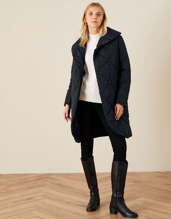Terry Diamond Padded Coat, Blue (NAVY), large