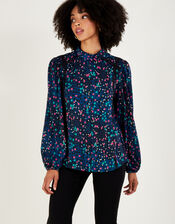 All-Over Foil Print Jersey Shirt, Teal (TEAL), large