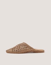 Bella Braided Leather Slipper Sandals, Gold (GOLD), large