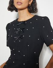 Lia Pearl Short Sleeve Mini Dress, Black (BLACK), large