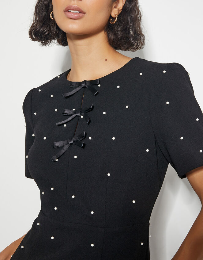 Lia Pearl Short Sleeve Mini Dress, Black (BLACK), large