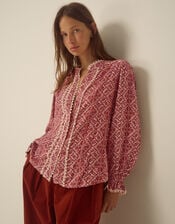 Katrina Long Sleeve Floral Print Top, Pink (PINK), large