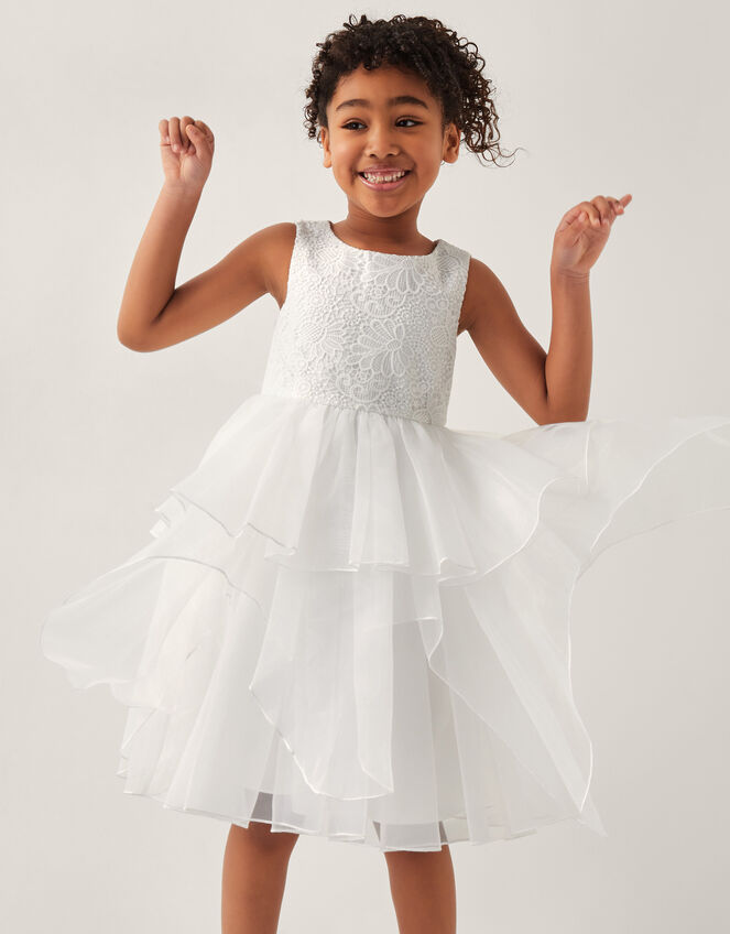 Lace Petal Flower Girl Dress, Ivory (IVORY), large