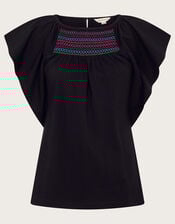 Cleo Stitch Top, Black (BLACK), large