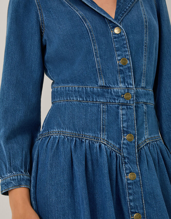 Tamsin Button Denim Midi Dress, Blue (DENIM BLUE), large