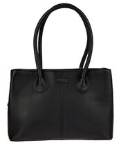 Zip Top Leather Tote Bag, , large
