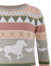 Horse and Star Knit Dress, Pink (PALE PINK), large