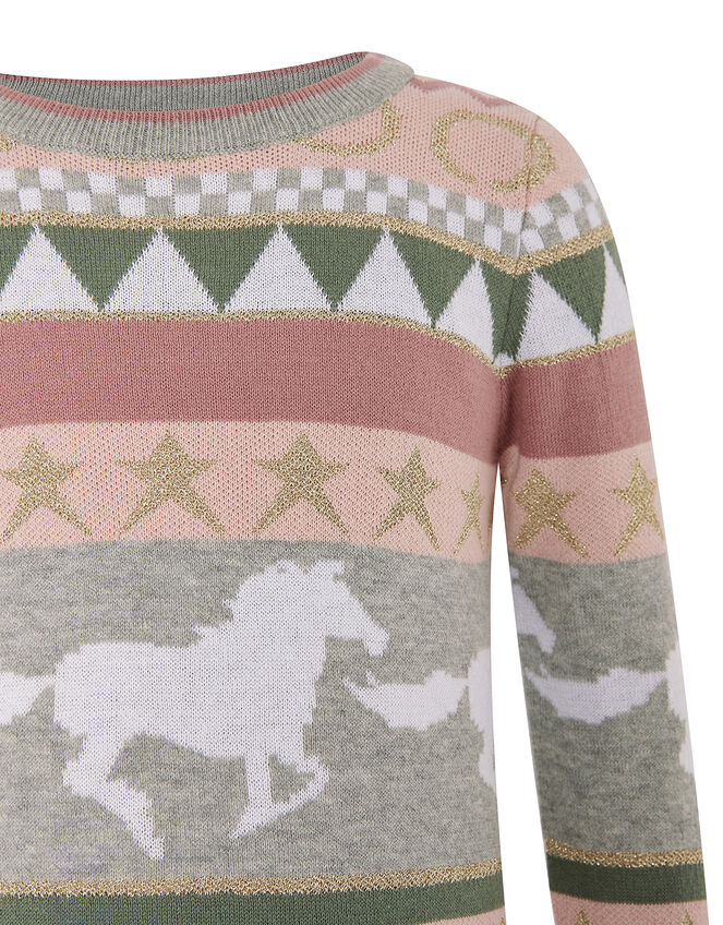 Horse and Star Knit Dress, Pink (PALE PINK), large