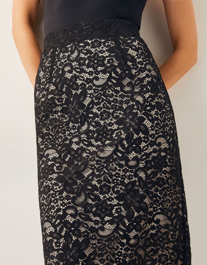 Ria Lace Pencil Skirt , Black (BLACK), large