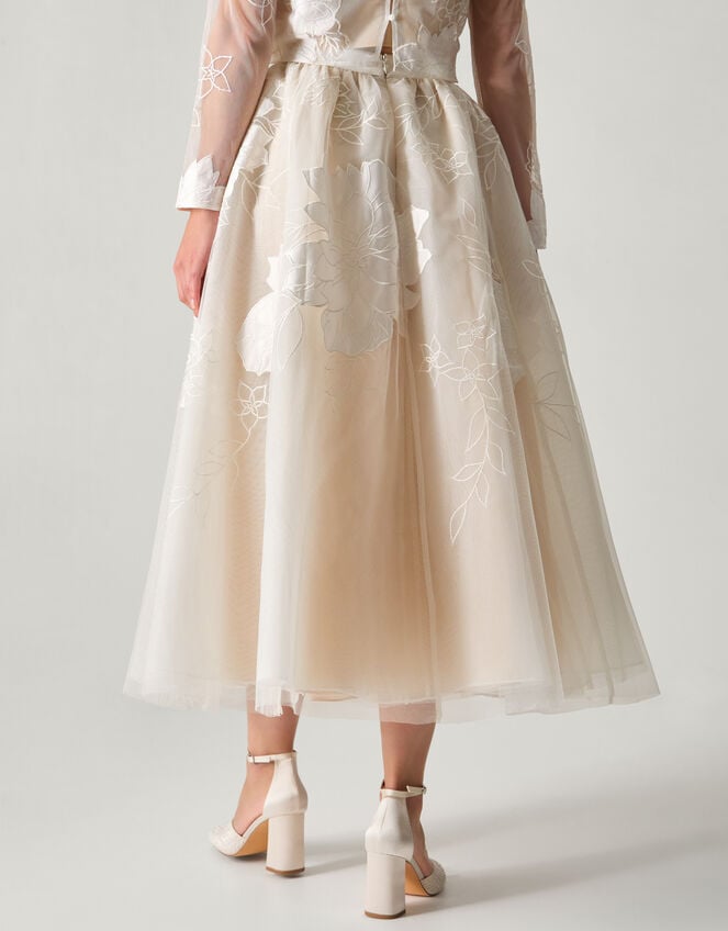 Rhea Floral Embroidered Mesh Wedding Skirt, Ivory (IVORY), large